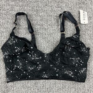 Soma Telltale The Dreamer Bralette Womens Small Black Galaxy Stars Celestial